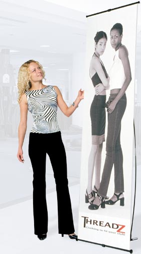 The Tension portable display sets up in minutes and ships easily.